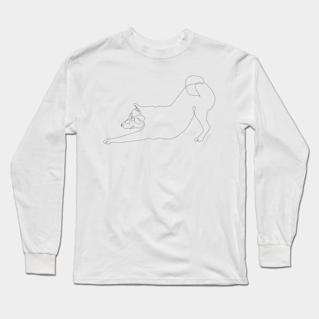 One line Shiba Inu Downward Dog Long Sleeve T-Shirt by huebucket